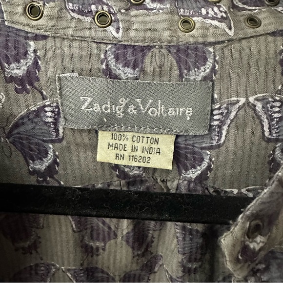 Zadig & Voltaire Traviata Butterfly Indie Sleaze Blouse Size Medium - Picture 4 of 6